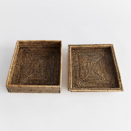 Napa Warm Brown BURMA RATTAN LIDDED LETTER BOX