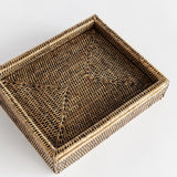 Napa Warm Brown BURMA RATTAN LIDDED LETTER BOX
