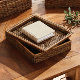 Napa Warm Brown BURMA RATTAN LIDDED LETTER BOX