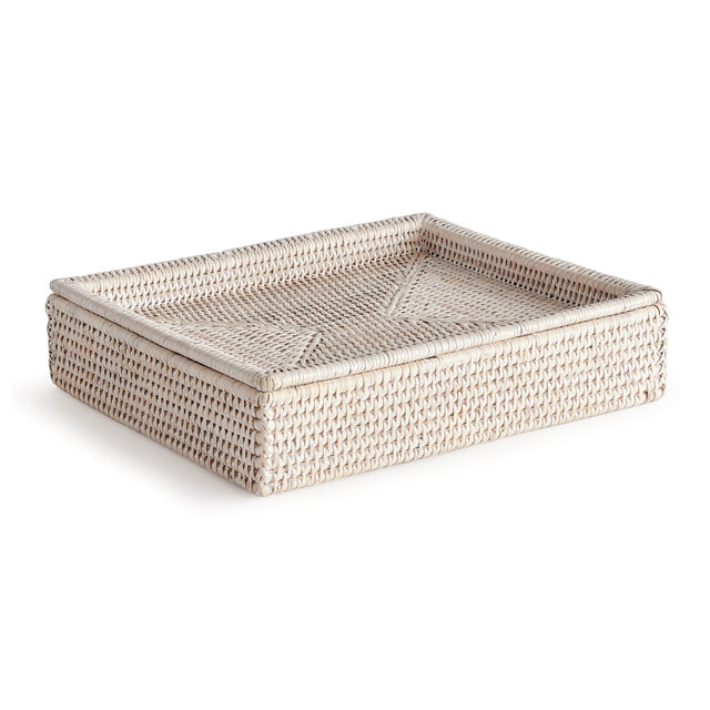 Napa Whitewash BURMA RATTAN LIDDED LETTER BOX