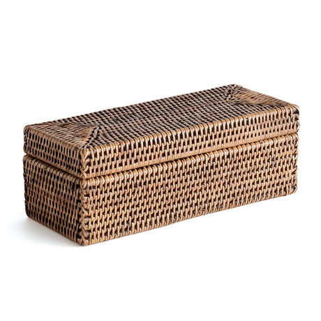 Napa Warm Brown BURMA RATTAN 3-COMPARTMENT LIDDED BOX