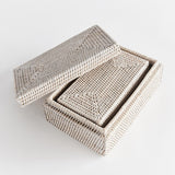 Napa Whitewash BURMA RATTAN RECTANGULAR LIDDED BOXES, SET OF 2