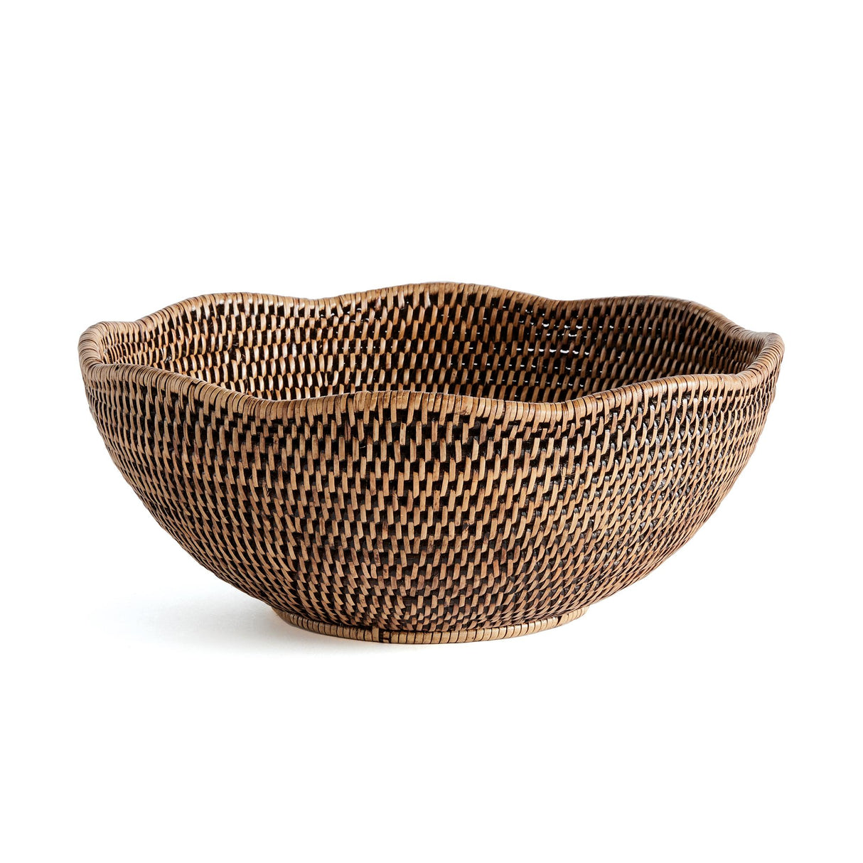 Napa Warm Brown BURMA RATTAN SCALLOPED EDGE BOWL