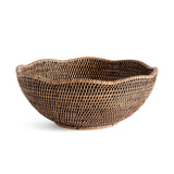 Napa Warm Brown BURMA RATTAN SCALLOPED EDGE BOWL