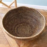 Napa Warm Brown BURMA RATTAN SCALLOPED EDGE BOWL