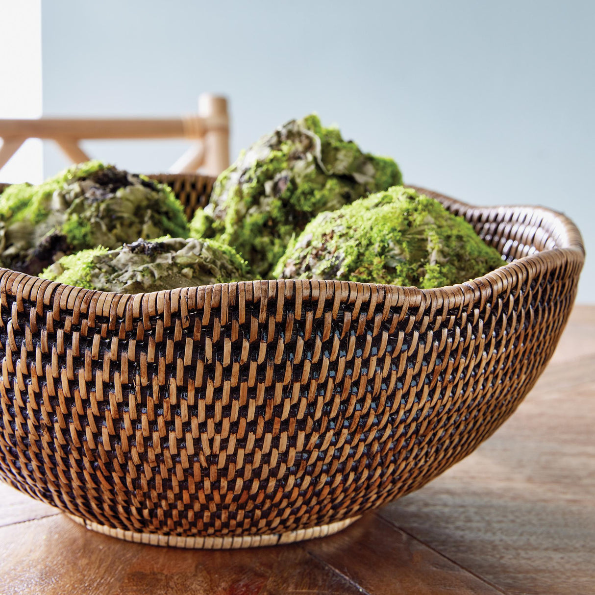 Napa Warm Brown BURMA RATTAN SCALLOPED EDGE BOWL