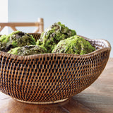 Napa Warm Brown BURMA RATTAN SCALLOPED EDGE BOWL