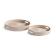 Napa Whitewash BURMA RATTAN ROUND OTTOMAN TRAYS SMALL, SET OF 2