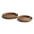 Napa Warm Brown BURMA RATTAN ROUND OTTOMAN TRAYS LARGE, SET OF 2