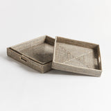 Napa Graywash BURMA RATTAN OTTOMAN TRAYS, SET OF 3