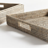Napa Graywash BURMA RATTAN OTTOMAN TRAYS, SET OF 3