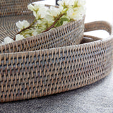 Napa Graywash BURMA RATTAN OVAL SERVING TRAYS, SET OF 3