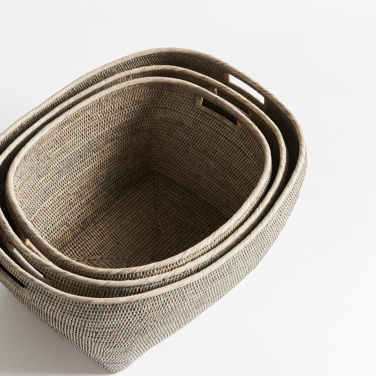 Napa Graywash BURMA RATTAN FAMILY BASKETS, SET OF 3