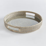 Napa Graywash BURMA RATTAN ROUND SERVING TRAY