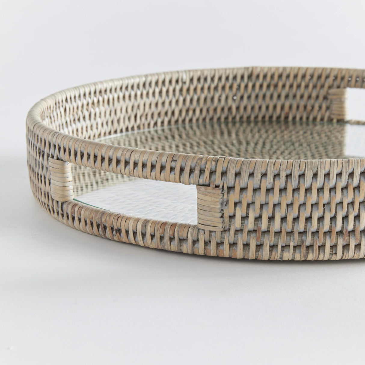Napa Graywash BURMA RATTAN ROUND SERVING TRAY