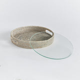 Napa Graywash BURMA RATTAN ROUND SERVING TRAY