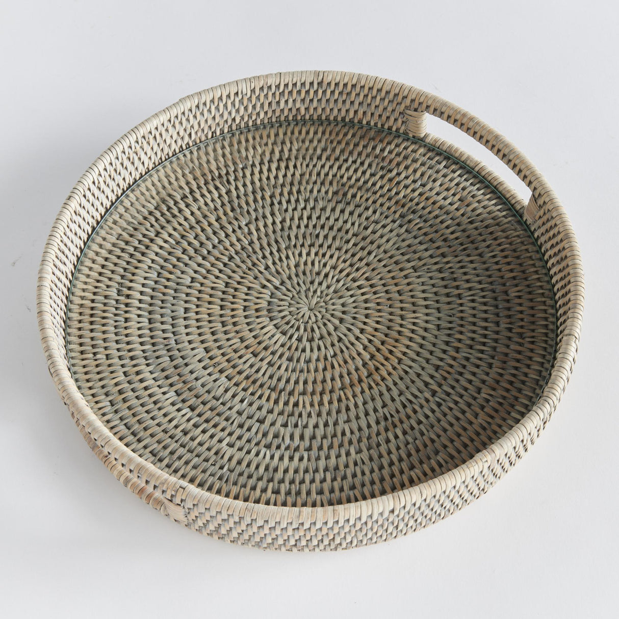 Napa Graywash BURMA RATTAN ROUND SERVING TRAY