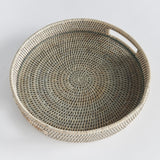 Napa Graywash BURMA RATTAN ROUND SERVING TRAY