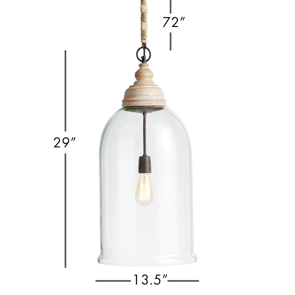 Napa Clear Vintner'S Cloche Pendant 29"
