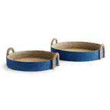Napa Blue/Natural TIANA SEAGRASS ROUND BASKETS, SET OF 2