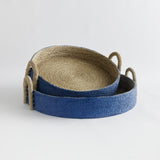 Napa Blue/Natural TIANA SEAGRASS ROUND BASKETS, SET OF 2
