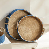 Napa Blue/Natural TIANA SEAGRASS ROUND BASKETS, SET OF 2