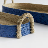 Napa Blue/Natural TIANA SEAGRASS LONG OVAL BASKETS, SET OF 2