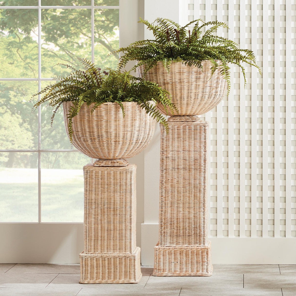 Napa Whitewash CHARLESTON RATTAN PEDESTAL SHORT