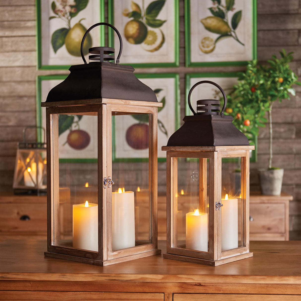 Napa Natural/Brown CARMEL LANTERNS, SET OF 2