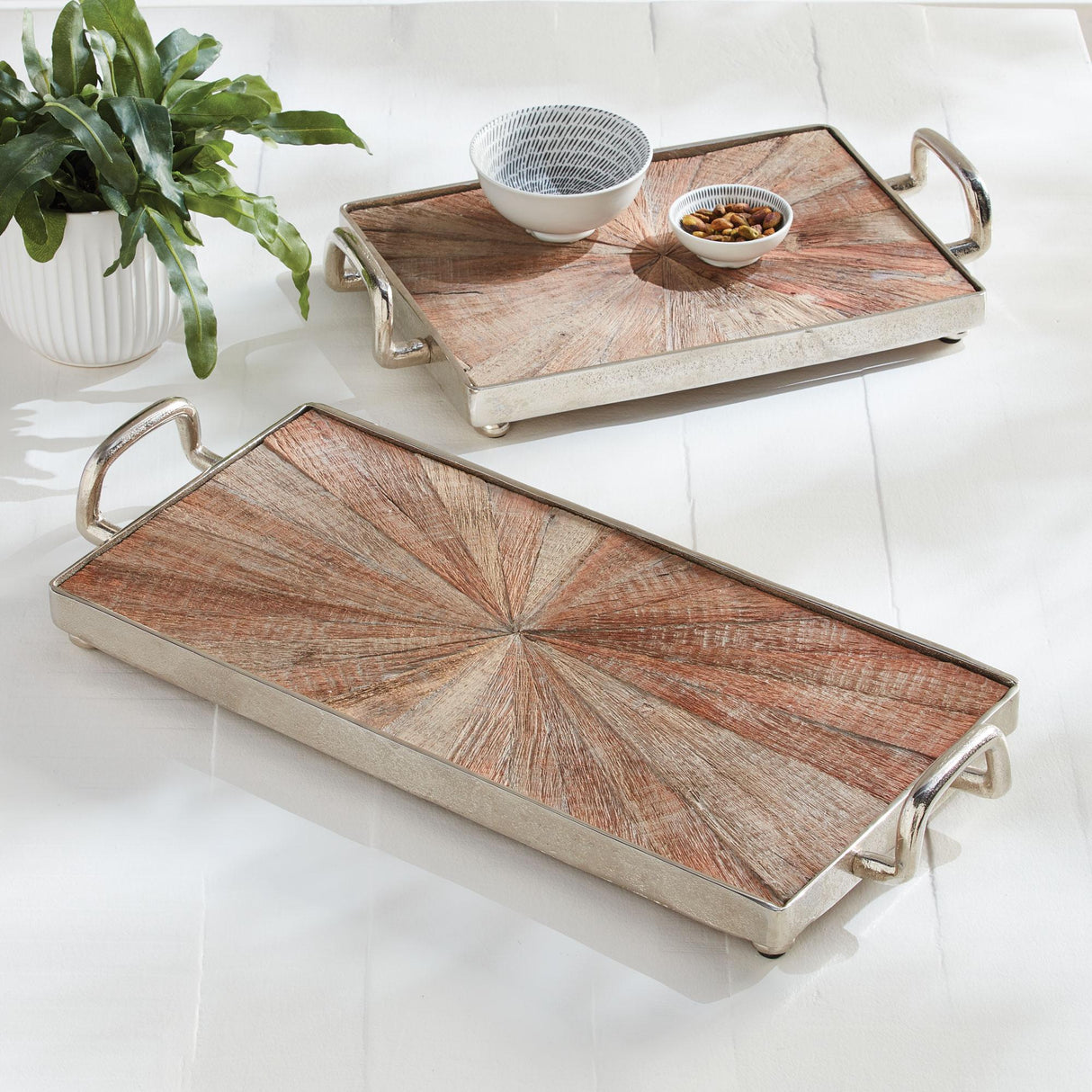Napa Natural/Nickel BRIGHTON DECORATIVE TRAY SMALL