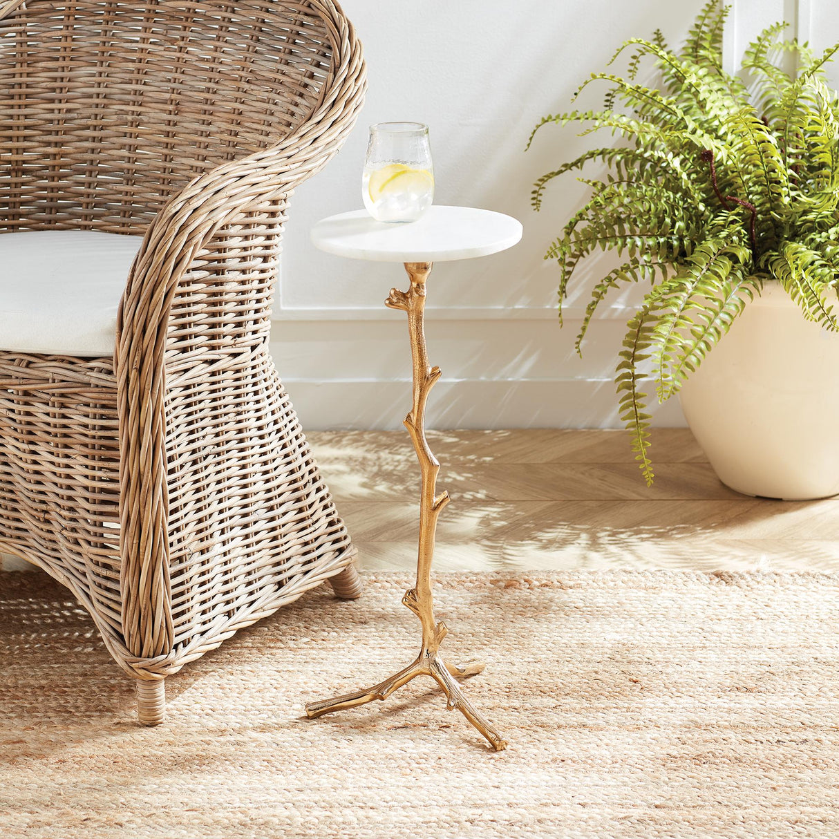 Napa White Marble/Gold VARINA ACCENT TABLE