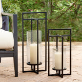 Napa Black/Hammered Glass EXTON LANTERN LARGE