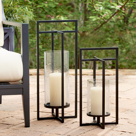 Napa Black/Hammered Glass EXTON LANTERN LARGE