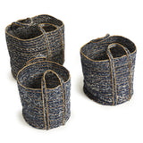 Napa Blue/Natural DENIM ROUND BASKETS, SET OF 3