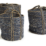 Napa Blue/Natural DENIM ROUND BASKETS, SET OF 3