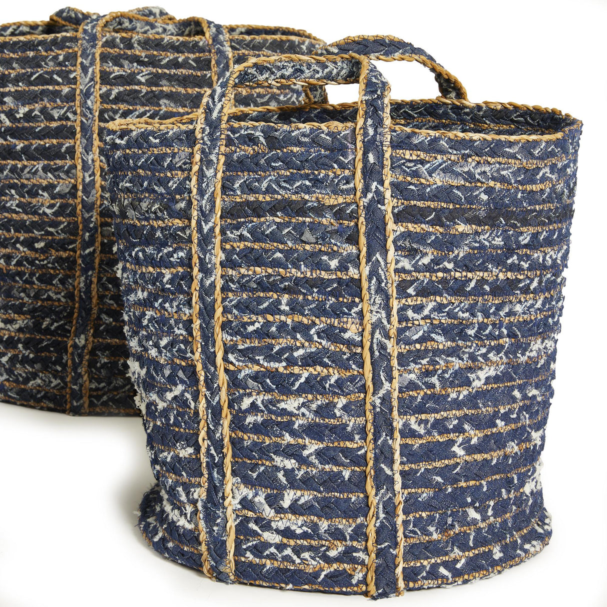 Napa Blue/Natural DENIM ROUND BASKETS, SET OF 3