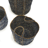 Napa Blue/Natural DENIM ROUND BASKETS, SET OF 3