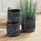 Napa Blue/Natural DENIM ROUND BASKETS, SET OF 3