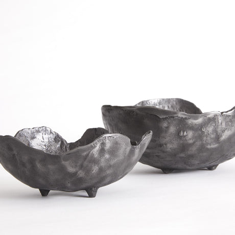 Napa Washed Dark Gray ROLAND ORGANIC DECORATIVE BOWLS, SET OF 2