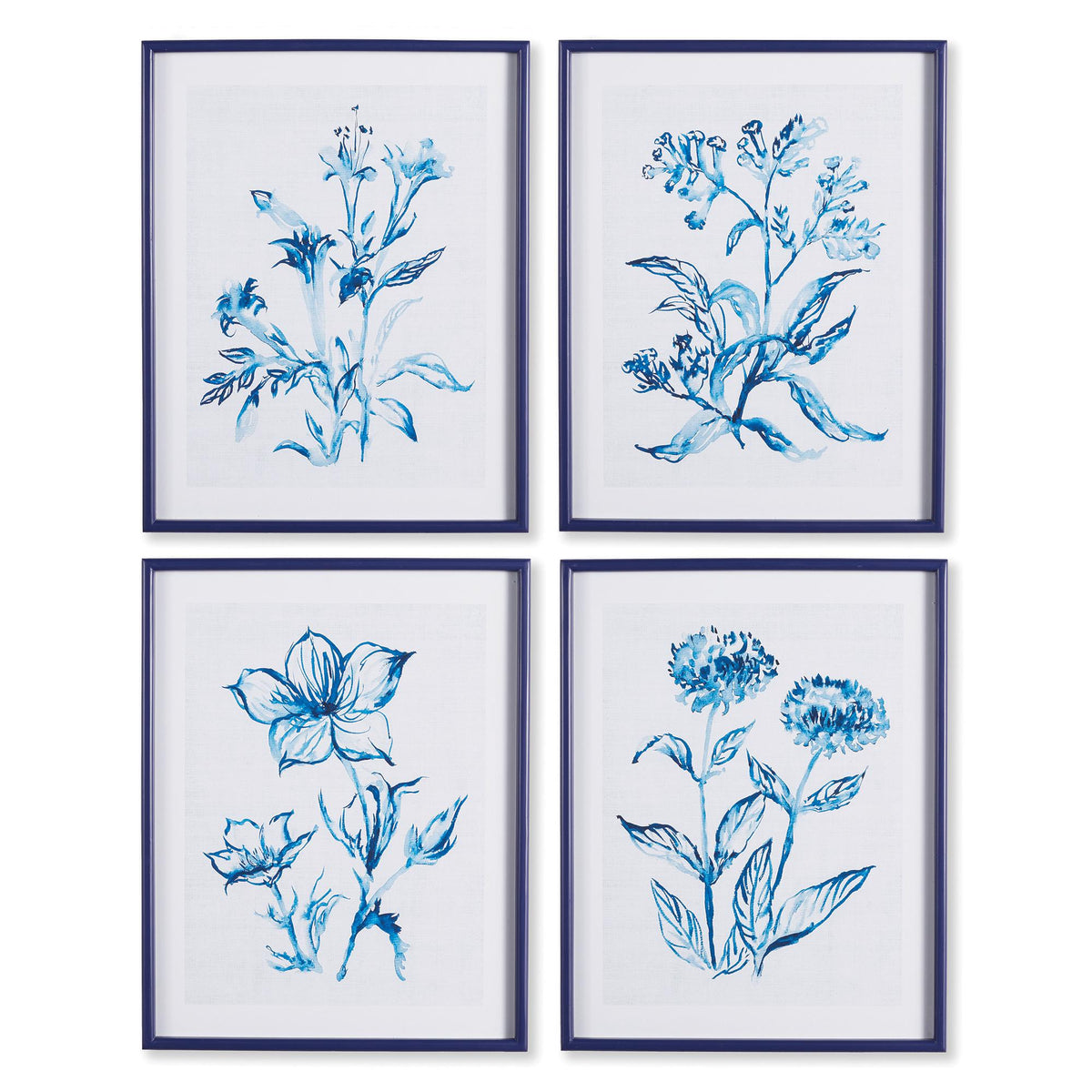 Napa  INDIGO WATERCOLOR BOTANICAL PRINTS, SET OF 4