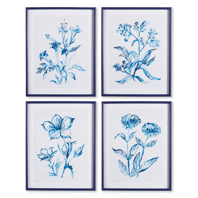 Napa  INDIGO WATERCOLOR BOTANICAL PRINTS, SET OF 4