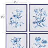 Napa  INDIGO WATERCOLOR BOTANICAL PRINTS, SET OF 4