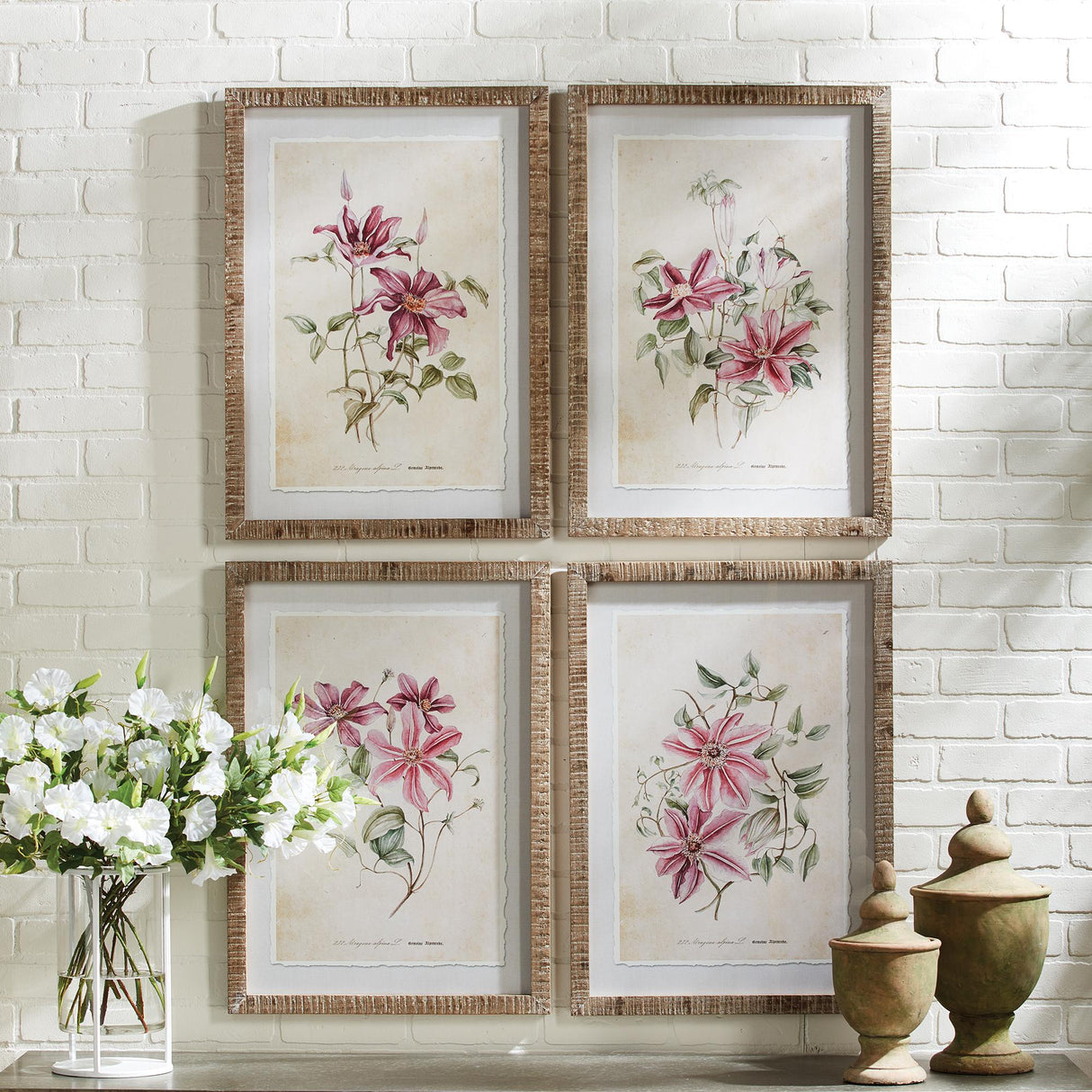 Napa  PINK CLEMATIS PRINTS, SET OF 4