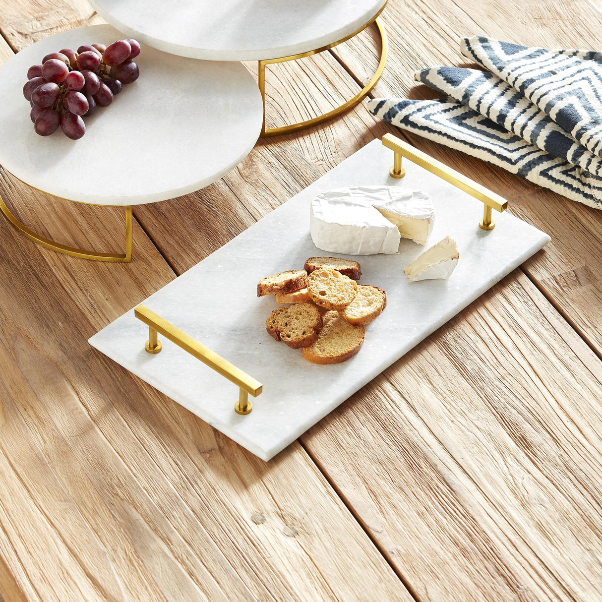 Napa White Marble/Gold VIENNA SERVING TRAY