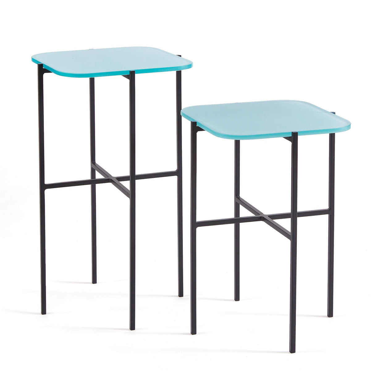 Napa Icy Blue KENZIE SQUARE TABLES, SET OF 2