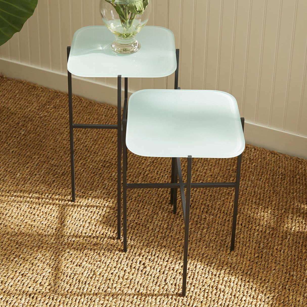 Napa Icy Blue KENZIE SQUARE TABLES, SET OF 2