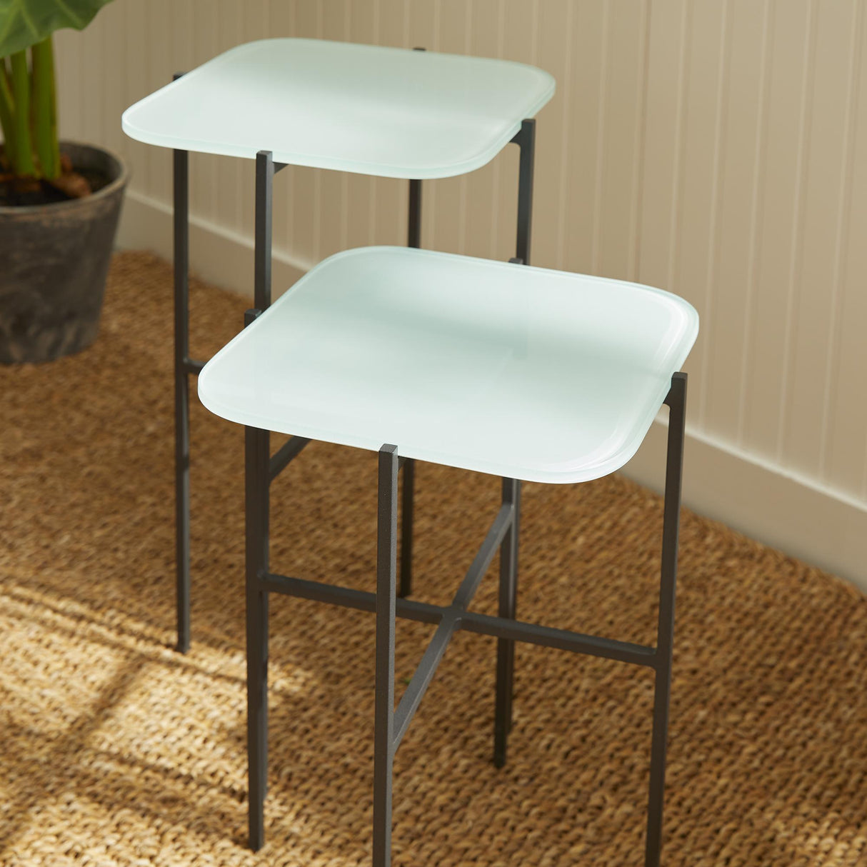 Napa Icy Blue KENZIE SQUARE TABLES, SET OF 2