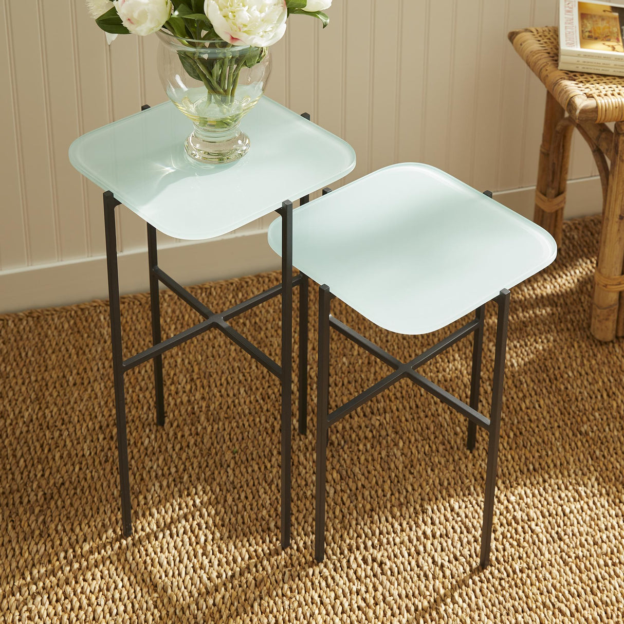Napa Icy Blue KENZIE SQUARE TABLES, SET OF 2