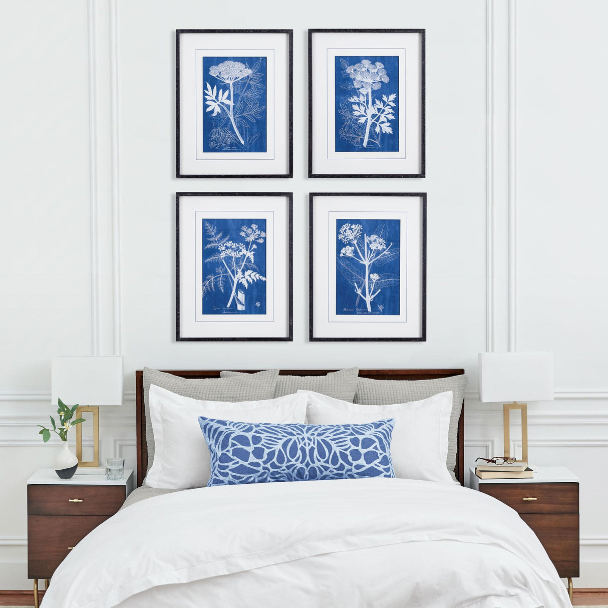 Napa Includes mat CYANOTYPE QUEEN ANNES LACE PRINTS, SET OF 4