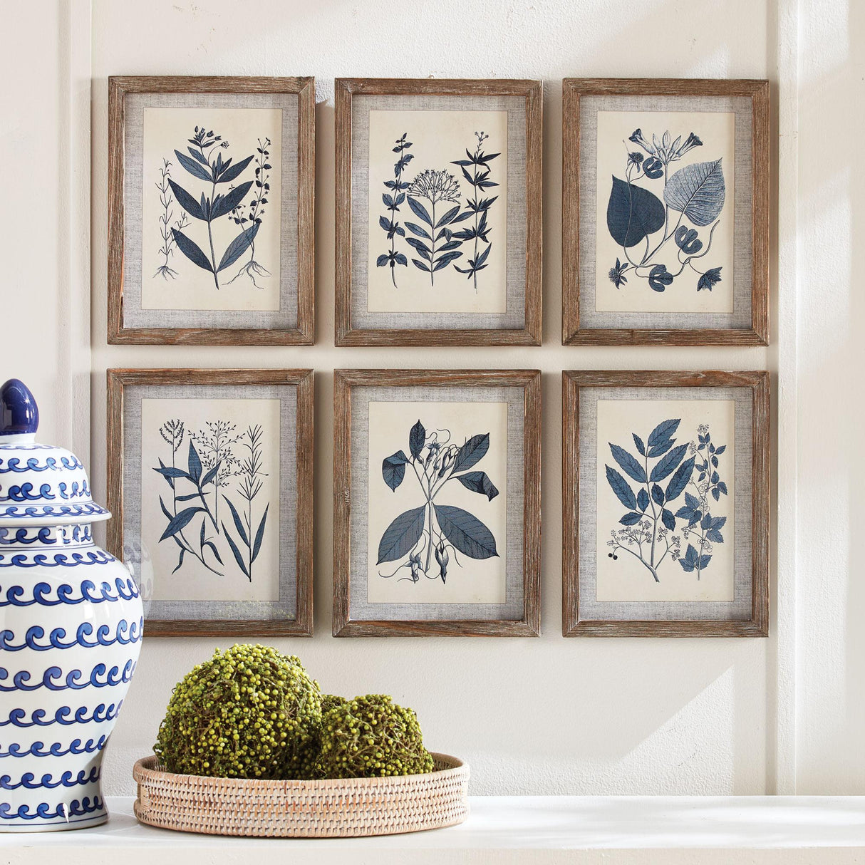 Napa Includes mat BLUE LEAF PETITE PRINTS, SET OF 6